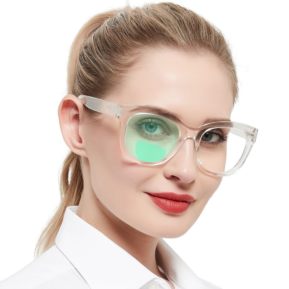 AEZUNI Oversized Bifocal Reading Glasses Women Big Frame Blue Light Readers 100 125 150 175 200 225 250 275 300 350 (Transparent,3.5)