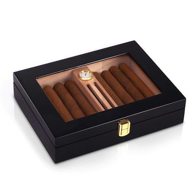 Cedar Wood Cigar Humidor Box Cigar Case With Humidifier Hygrometer Glass Humidors , for Business Wedding Anniversary Birthday Gift