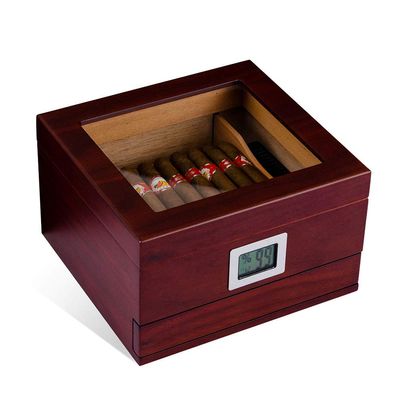 Cedar Wood Lined Cigar Humidor Travel Case Cigar Box with Hygrometer Humidifier Cigar Holder Storage Box