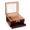 Cedar Wood Lined Cigar Humidor Travel Case Cigar Box with Hygrometer Humidifier Cigar Holder Storage Box view 4