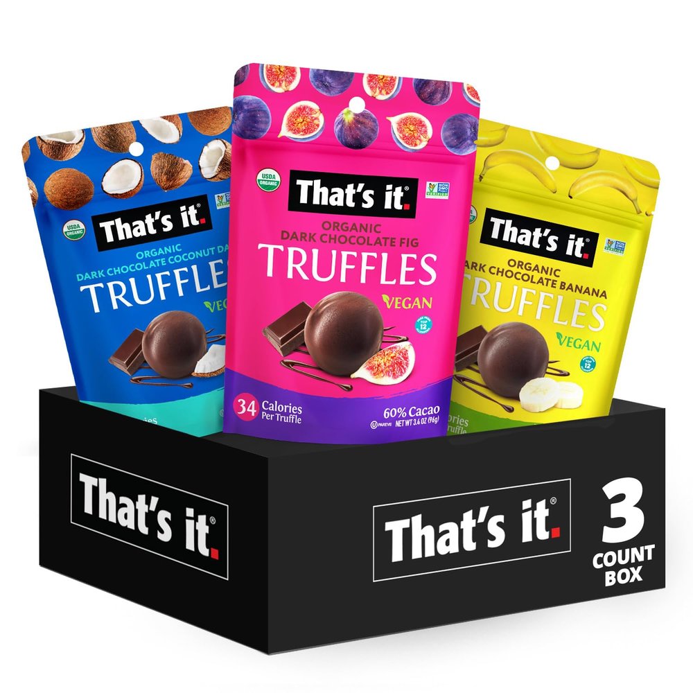 That's it. Organic Dark Chocolate Truffles Variety Pack. 100% Plant-Based, Vegan, Gluten-Free, All Natural (3 Pack)