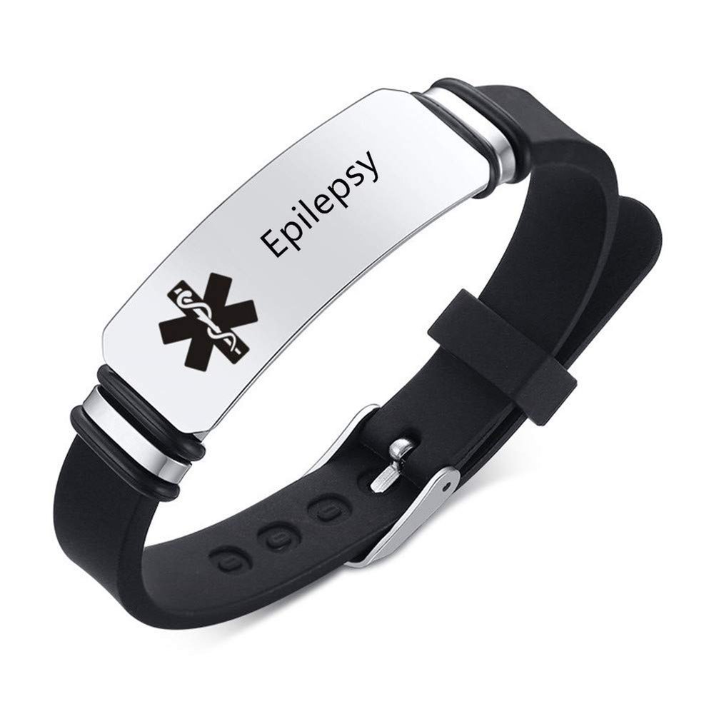 ZKXXJ Medical Alert ID Bracelet for Men Women - Silicone Adjustable Wristband Sos Emergency Identification Bracelets Epilepsy,Healthy ICE Allergy Bracelet for Boyfriend Girlfriend Dad Mom