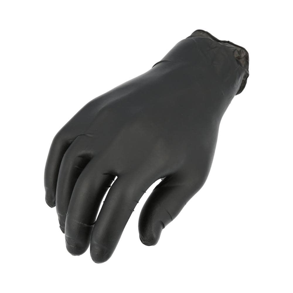 PackagingSuppliesByMail PSBM Industrial Nitrile Disposable Gloves, 1000 Pack, Size X-Small, Black, Textured Fingertips, Latex Free & Powder Free Multi-Use Gloves