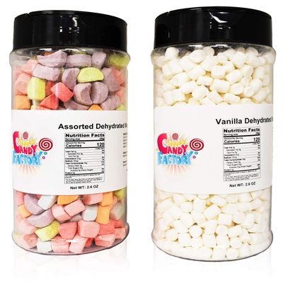 Sarah's Candy Factory Variety Dehydrated Marshmallow Bits, Vanilla Marshmallows in Jar, Assorted Marshmallows in Jar (Vanilla-Assorted)