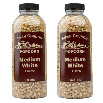 Amish Country Popcorn | 2-14 oz Bottles | Medium White Popcorn Kernels | Old Fashioned, Non-GMO and Gluten Free (2-14 oz Bottles)
