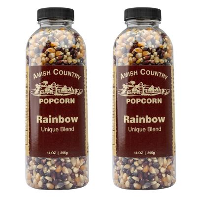 Amish Country Popcorn | 2-14 oz Bottles | Rainbow Popcorn Kernels | Old Fashioned, Non-GMO and Gluten Free (2-14 oz Bottles)