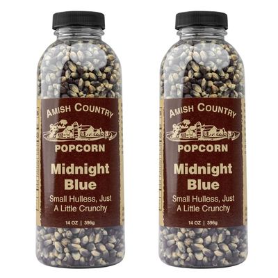 Amish Country Popcorn | 2-14 oz Bottles | Midnight Blue Popcorn Kernels | Old Fashioned, Non-GMO and Gluten Free (2-14 oz Bottles)