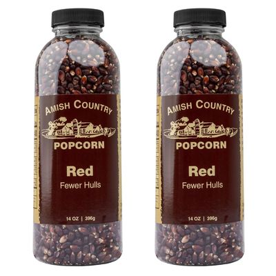 Amish Country Popcorn | 2-14 oz Bottles | Red Popcorn Kernels | Old Fashioned, Non-GMO and Gluten Free (2-14 oz Bottles)