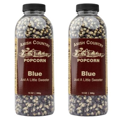 Amish Country Popcorn | 2-14 oz Bottles | Blue Popcorn Kernels | Old Fashioned, Non-GMO and Gluten Free (2-14 oz Bottles)