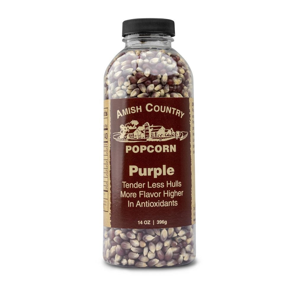 Amish Country Popcorn | 14 oz Bottle | Purple Popcorn Kernels | Old Fashioned, Non-GMO and Gluten Free (14 oz Bottle)