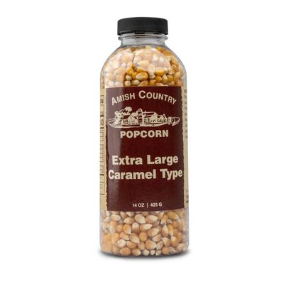 Amish Country Popcorn | 14 oz Bottle | Extra Large Caramel Type Popcorn Kernels | Old Fashioned, Non-GMO and Gluten Free (14 oz Bottle)