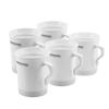 BloominGoods 50 Heavyweight Disposable White Plastic 8 oz. Coffee Mugs with Silver Trim | Tea, Cappuccino, Espresso Cups with Handles (50-Pack) view 3