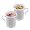 BloominGoods 50 Heavyweight Disposable White Plastic 8 oz. Coffee Mugs with Silver Trim | Tea, Cappuccino, Espresso Cups with Handles (50-Pack) view 4