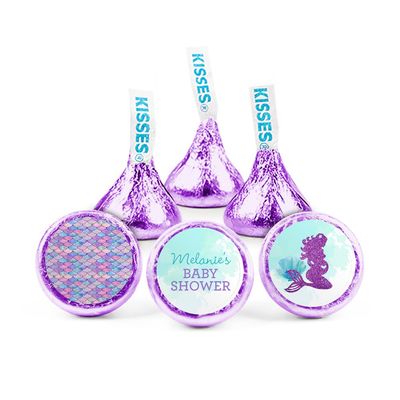 200ct Personalized Mermaid Baby Shower Kisses Candy (200 Pack) - Purple Foil