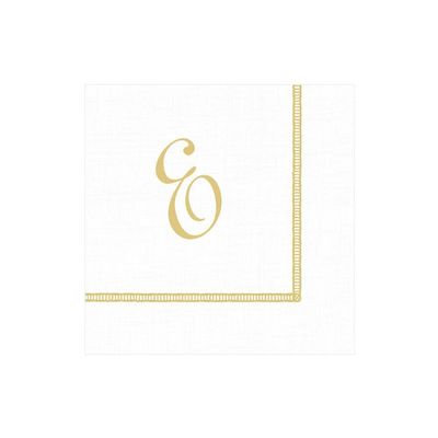 Caspari Hemstitch Paper Cocktail Napkins Letter E, 80 Napkins Included