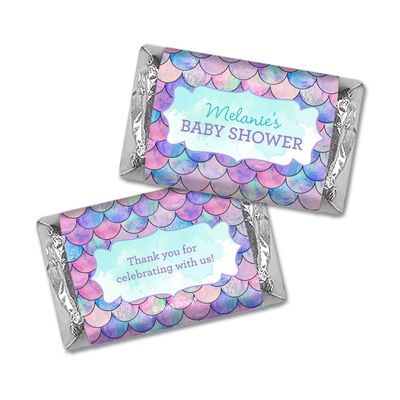 100ct Mermaid Baby Shower Favors Personalized Wrappers for Miniatures (100 Pack) DIY Party Favors for Guests