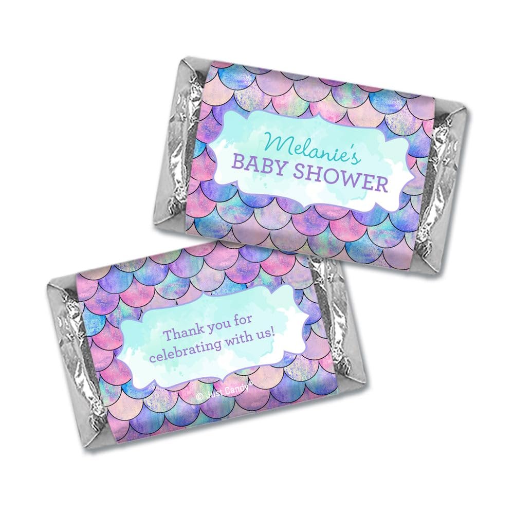 100ct Mermaid Baby Shower Favors Personalized Wrappers for Miniatures (100 Pack) DIY Party Favors for Guests