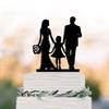 funny Wedding Cake topper with girl bride and groom silhouette wedding cake toppers family wedding cake toppers with child view 1