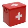 Xbopetda First Aid Kit, First Aid Medicine Supplies Bin - 2-Tier Metal Medicine Storage Tin, First Aid Box with Removable Tray for Home Emergency Tool Set-Red view 1