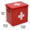 Xbopetda First Aid Kit, First Aid Medicine Supplies Bin - 2-Tier Metal Medicine Storage Tin, First Aid Box with Removable Tray for Home Emergency Tool Set-Red view 3