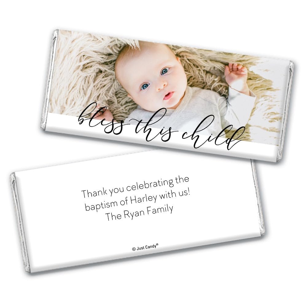 12ct Baptism Candy Favors Personalized Chocolate Bars (12 Pack) - Photo