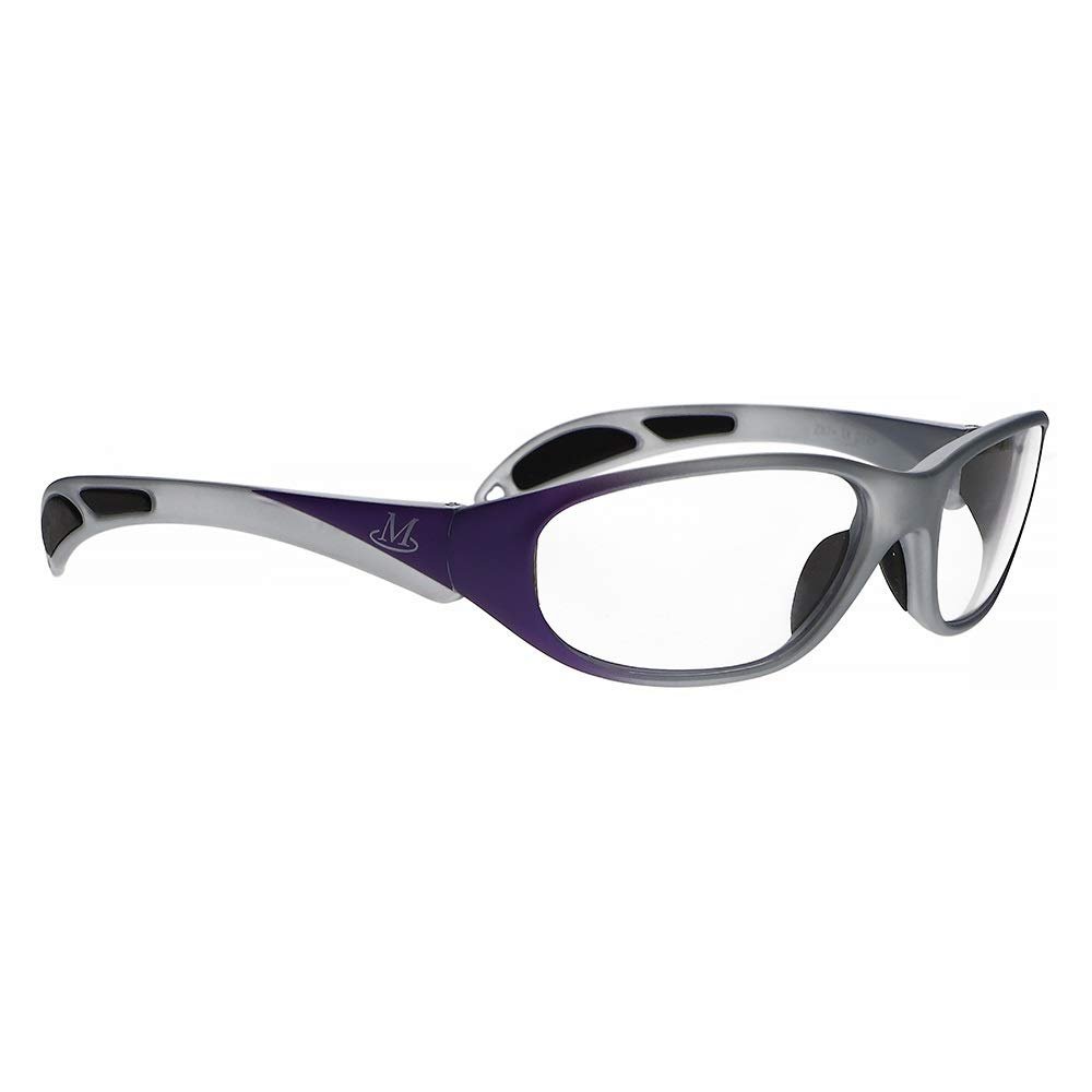 ATTENUTECH Lead Glasses, X-Ray Radiation Eye Protection, Lightweight Wrap-Around Nylon Frame with Soft Grip Temple Bars for Secure Fit (Silver Purple Fade)