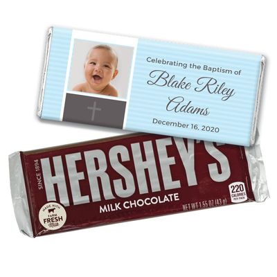12ct Baptism Candy Favors Personalized Chocolate Bars (12 Pack) - Sky Blue