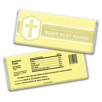 12ct Baptism Candy Favors Personalized Chocolate Bars (12 Pack) - Yellow Baptism