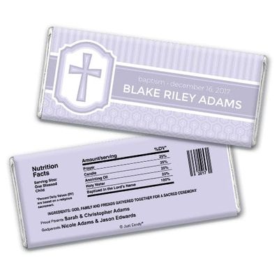 12ct Baptism Candy Favors Personalized Chocolate Bars (12 Pack) - Lavender Girl Baptism