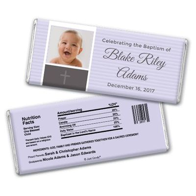 12ct Baptism Candy Favors Personalized Chocolate Bars (12 Pack) - Lavender