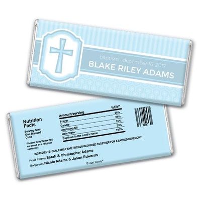 12ct Baptism Candy Favors Personalized Chocolate Bars (12 Pack) - Sky Blue Boy Baptism