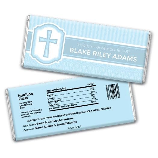 12ct Baptism Candy Favors Personalized Chocolate Bars (12 Pack) - Sky Blue Boy Baptism
