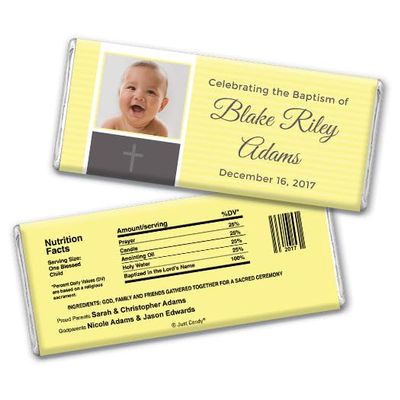 36ct Baptism Chocolate Favors Personalized Candy Bars (36 Pack) - Yellow