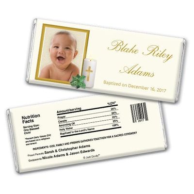 12ct Baptism Candy Favors Personalized Chocolate Bars (12 Pack) - Cross & Photo