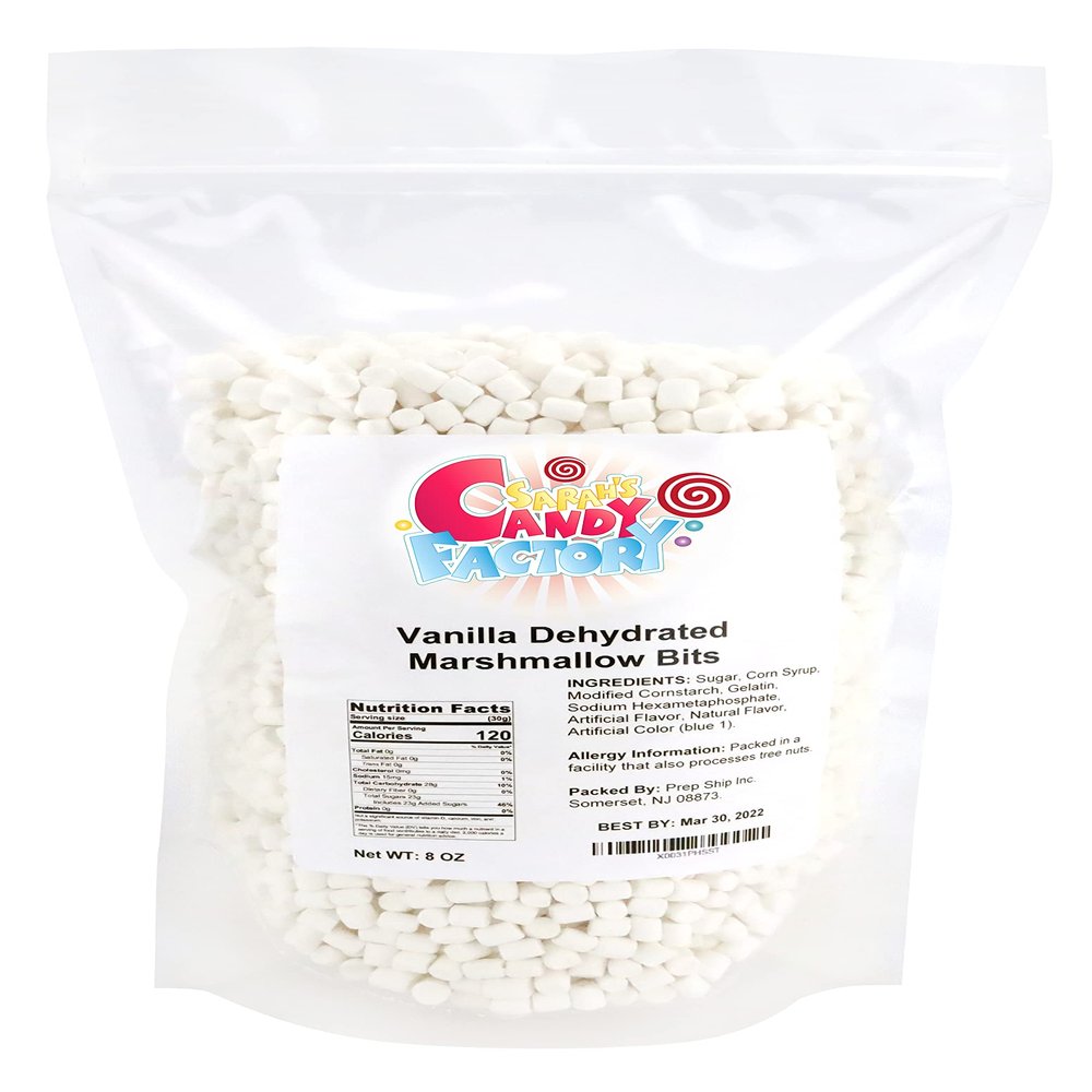 Sarah's Candy Factory Vanilla Mini Dehydrated Marshmallow Bits in Resealable Bag, 8 Oz