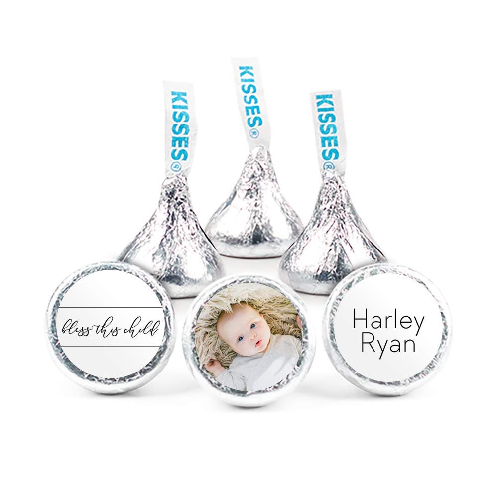 Personalized Baptism Kisses & Stickers (Assembly Required - 1 lb of Candy + 1 Sheet of Stickers) - Add Your Photo