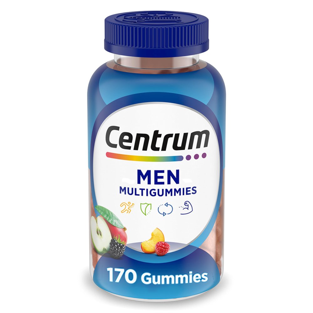 Centrum MultiGummies Gummy Multivitamin for Men, Multivitamin/Multimineral Supplement with Selenium, Antioxidants and Vitamin D3, Assorted Fruit Flavor - 170 Count