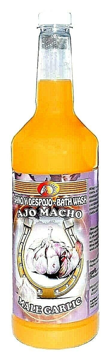 1 Bottle Extra Large Male Garlic Bath AJO Macho 32 OZ. - Spiritual Magick Pagan Wicca