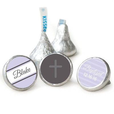 100ct Personalized Purple Baptism Candy Kisses Favors - Candy Included - No Assembly Required