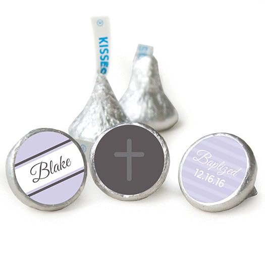 100ct Personalized Purple Baptism Candy Kisses Favors - Candy Included - No Assembly Required