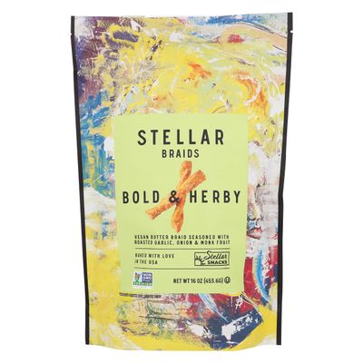 Stellar Snacks Bold & Herby Pretzels, 16 Oz Large Resealable Bag, Vegan, Non-GMO, Gourmet Pretzel Sticks, Braids, Rods, Twists (16 Ounce, Bold & Herby)