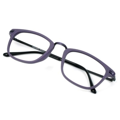 VisionGlobal Blue Light Blocking Glasses for Women/Men, Anti Eyestrain, Computer Reading, TV Glasses, Stylish Square Frame, Anti Glare (Purple, 3.00 Magnification)