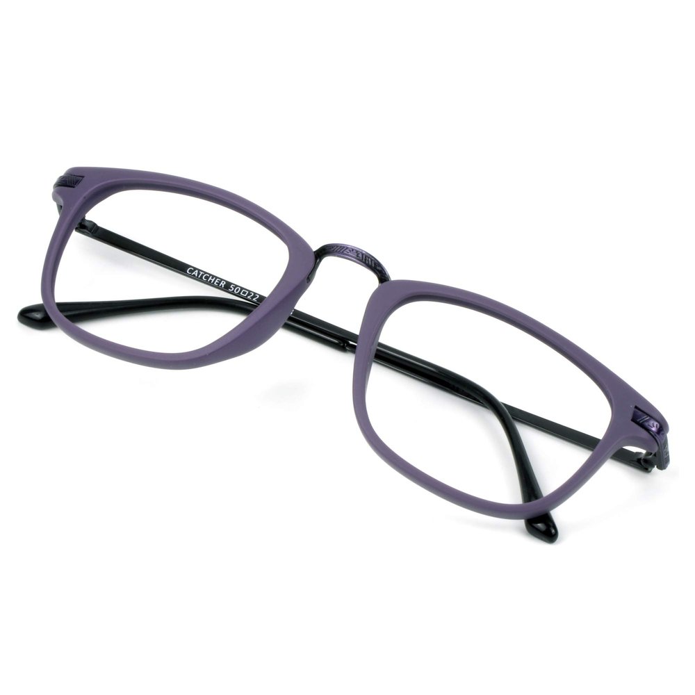 VisionGlobal Blue Light Blocking Glasses for Women/Men, Anti Eyestrain, Computer Reading, TV Glasses, Stylish Square Frame, Anti Glare (Purple, 3.25 Magnification)