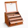 Cedar Cigar Humidor Case Removable Tray Cigar Desktop Storage Box with Hygrometer Humidifier, Cigar Case Hold 100 Cigars - Gift for Smoker view 2