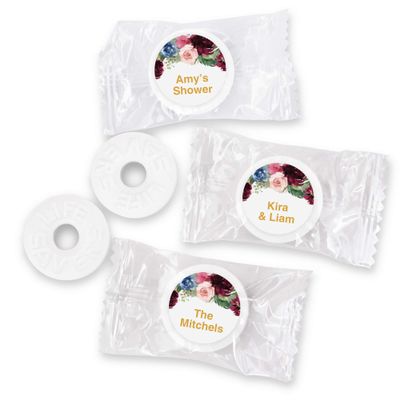 Watercolor Floral Personalized Mints, Custom Mints for Wedding Favors, Baby Showers, Party Favors - Fully Assembled (Set of 100)