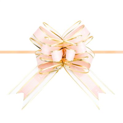 10 Pcs 6" Large, Wedding Pull Bow Organza Striped Ribbon String, Pull Bows, String Bows, Basket Pull Bows, Wedding Party Bridal Giftwrap Wrapping Bows -Pink