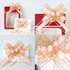 10 Pcs 6" Large, Wedding Pull Bow Organza Striped Ribbon String, Pull Bows, String Bows, Basket Pull Bows, Wedding Party Bridal Giftwrap Wrapping Bows -Pink view 4