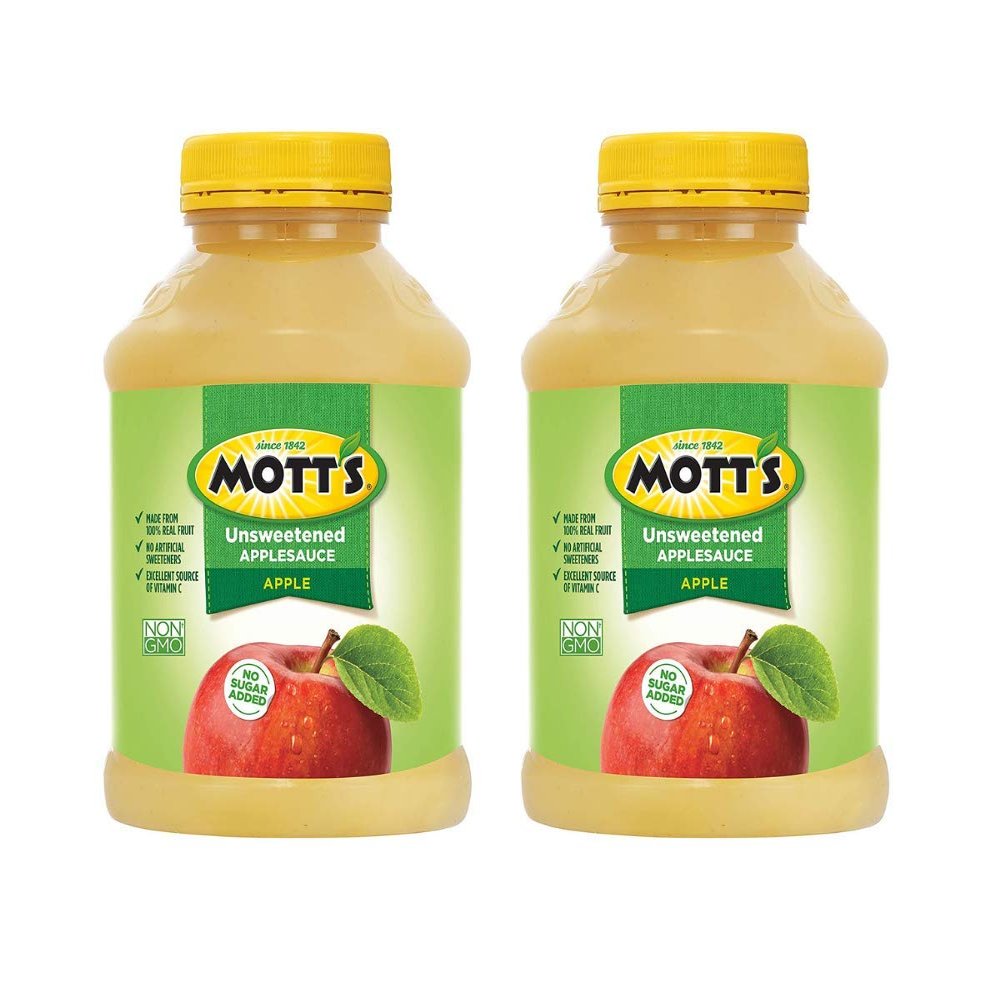 Healthy Snack or Side Dish, Motts Unsweetened Applesauce, Made from Real Fruit, No Sugar Added and an Excellent Source of Vitamin C, Make Healthy Decisions Today for 2 Jars of 46 Oz