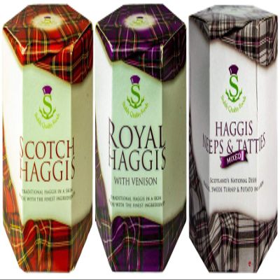 Scottish Haggis Pack of 3: Traditional, Traditional with Venison and Traditional with Neeps & Tatties Haggis Mix in a Can - Canned Haggis Food Scottish Gifts Scotland's National Dish