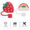 2 Pcs Creative Cloud Shape Straw Plugs - Funny Straw Caps (Red White) Party Decor view 4
